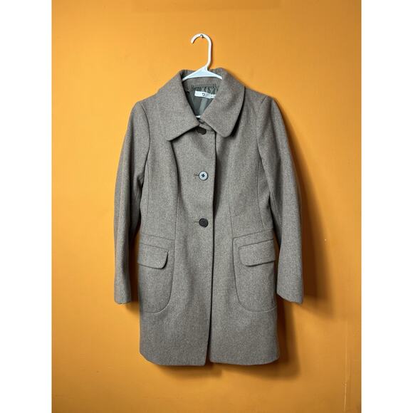 J Jil Sander + Uniqlo Brown Wool Dress Coat Size Medium Trench Coat - Picture 1 of 13